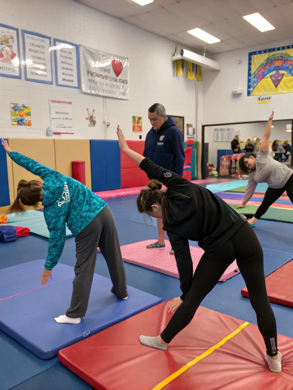 A group of adults participating in a fitness class, demonstrating the fitness programs available at Racing Club de Bolbec.